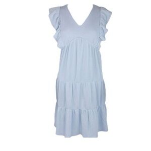 Simply Southern Ice Blue Knit Ruffle Dress